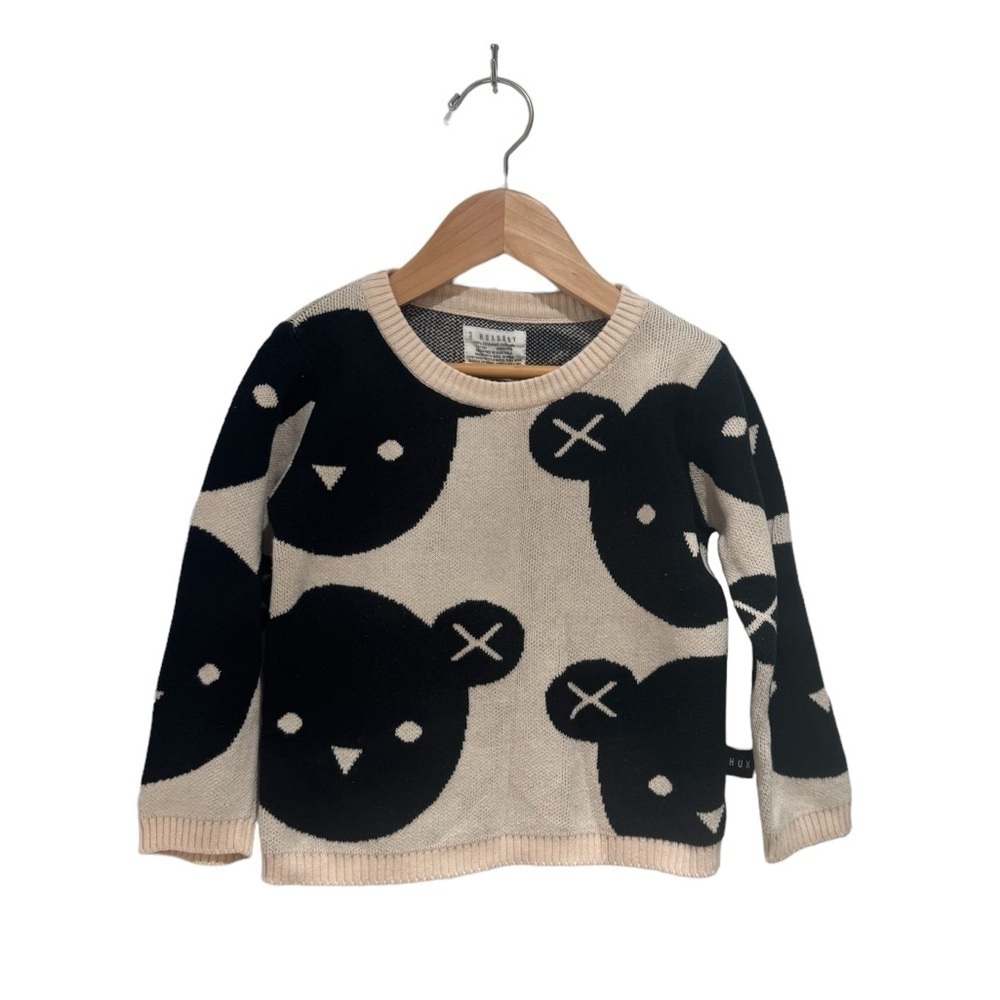 HUXBABY black & cream (slight pink) knit sweater - size 3